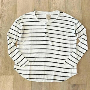 Chaser striped long sleeve pullover white black sm